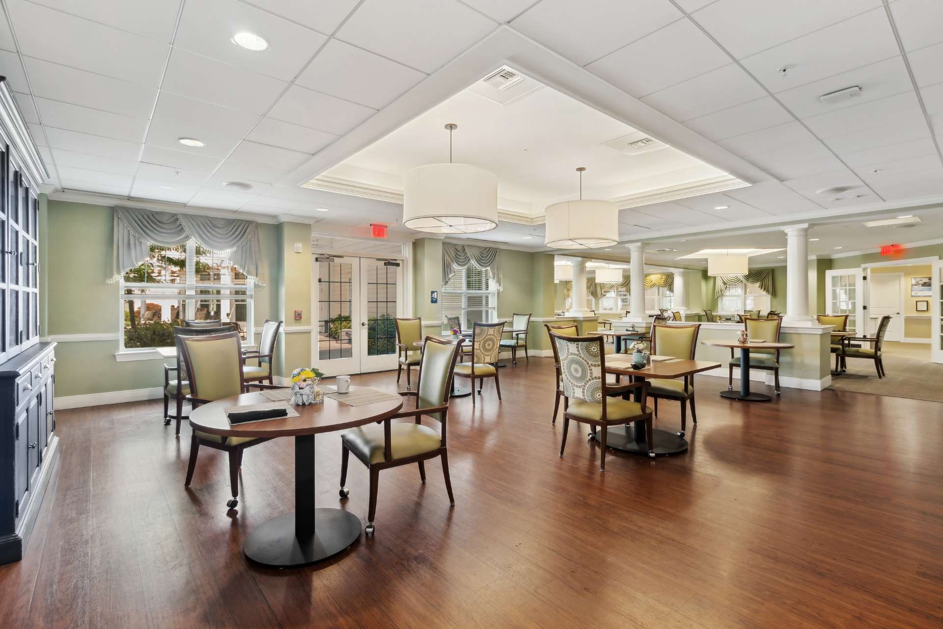 A large dining room.