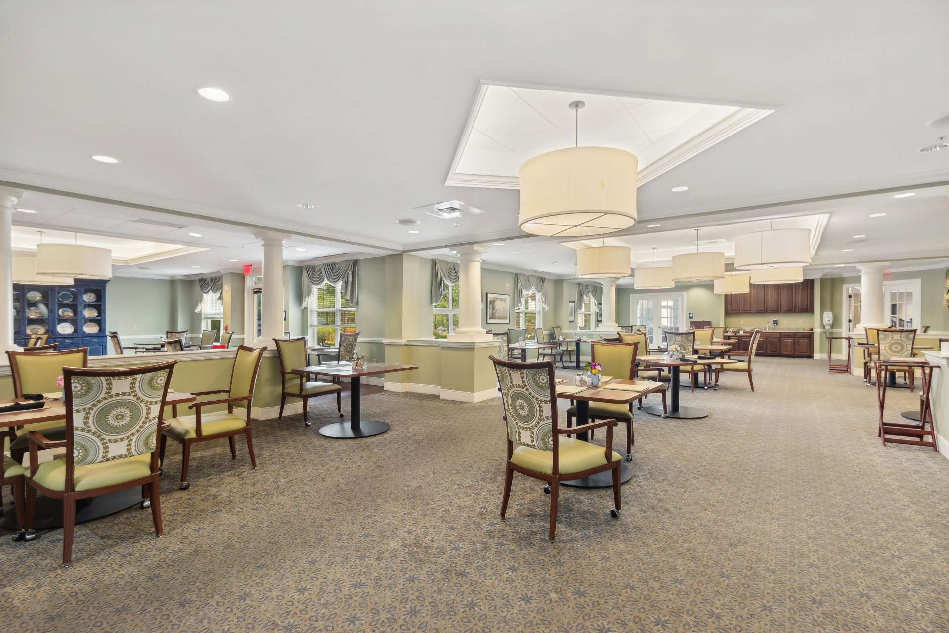 A large dining room.